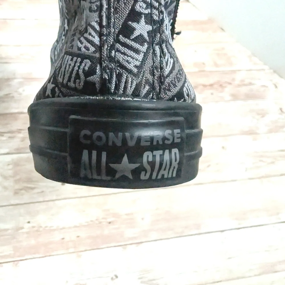 Converse Logo Play Black Mason High Top Sneakers Chuck Shoes Black Silver Men 9 - Picture 10 of 16